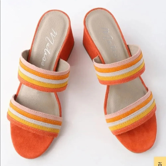 MATISSE Bonita Fire Orange Suede Leather Mules - Picture 2 of 5